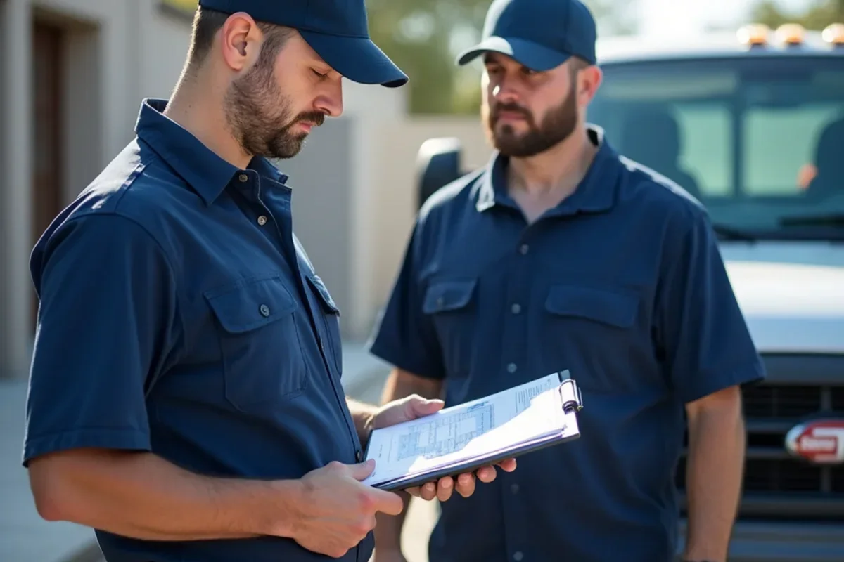 Insurance adjuster examining moisture map report provided by restoration professional