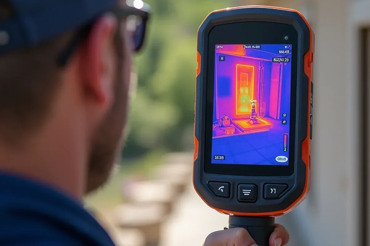 Thermal camera scanning foundation wall for hidden groundwater intrusion