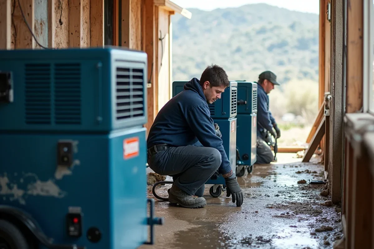 Industrial dehumidifiers running in home threatened by Ben Lomond mountain runoff